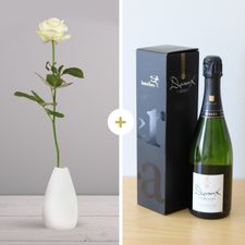 Bouquet de roses Rose blanche et son champagne Devaux