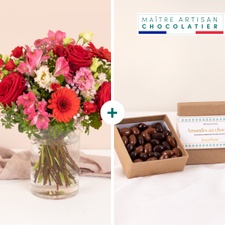 Fleurs et cadeaux Amour floral et ses amandes au chocolat