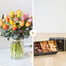 Fleurs et cadeaux Nos charmantes tulipes et ses amandes au chocolat