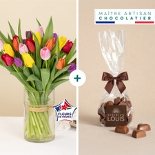 Fleurs et cadeaux Brassée de tulipes et ses chocolats