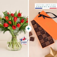 Fleurs et cadeaux Bouquet de tulipes et chocolats