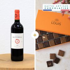 Fleurs et cadeaux Vin Château Teyssier 2013 et ses chocolats