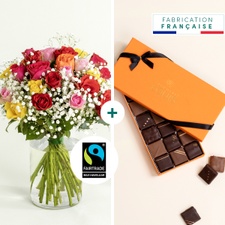 Fleurs et cadeaux Petit trésor et son écrin de 21 chocolats