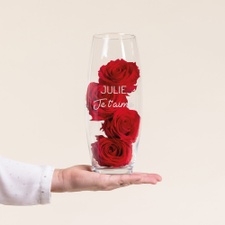 null Roses rouges éternelles et leur vase gravé personnalisable