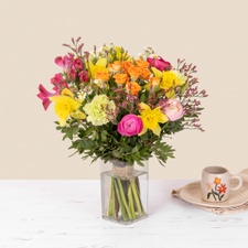 Bouquet de fleurs Câline et son vase offert