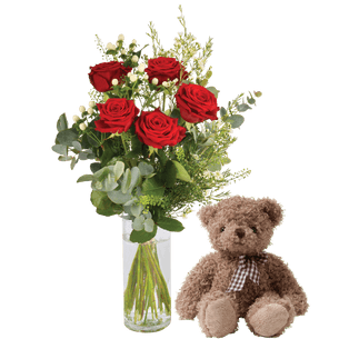 Bouquet de roses Câlin et son ourson Harry Bouquet de roses Câlin et son ourson Harry ourson