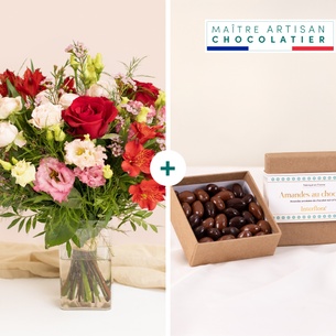Fleurs et cadeaux Déclaration et ses amandes au chocolat Fleurs et cadeaux Déclaration et ses amandes au chocolat