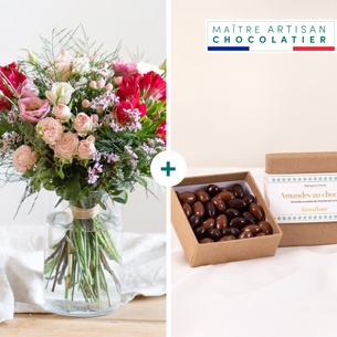 Fleurs et cadeaux Joyeux anniversaire et ses amandes au chocolat Fleurs et cadeaux Joyeux anniversaire et ses amandes au chocolat