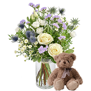 Bouquet de fleurs Blueberry et son ourson Harry Bouquet de fleurs Blueberry et son ourson Harry