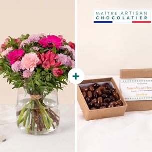 Fleurs et cadeaux Douceur poudrée et ses amandes au chocolat Fleurs et cadeaux Douceur poudrée et ses amandes au chocolat