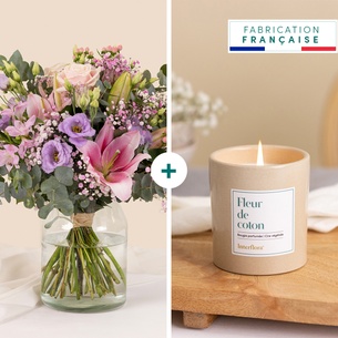 Fleurs et cadeaux Nuage poudré et sa bougie parfumée Fleurs et cadeaux Nuage poudré et sa bougie parfumée
