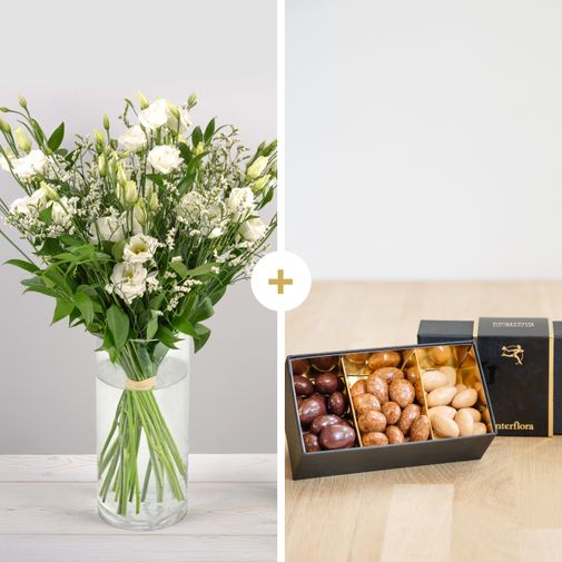 Bouquet de fleurs Plumetis et ses amandes au chocolat