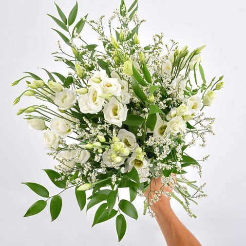 Bouquet de fleurs Plumetis et sa bougie parfumée Esteban