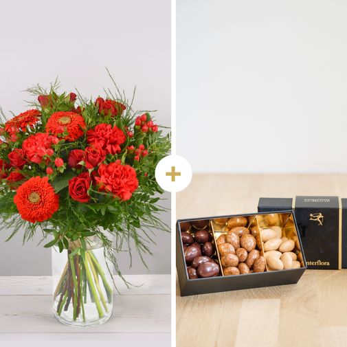 Bouquet de fleurs Pomme d'amour et ses amandes au chocolat