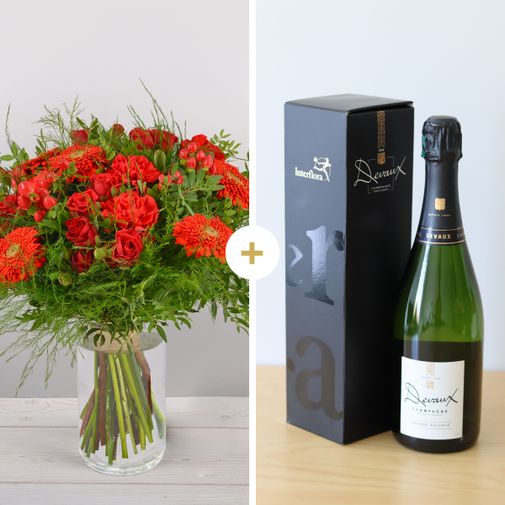 Bouquet de fleurs Pomme d'amour et son champagne Devaux