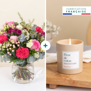 Fleurs et cadeaux Rosa bella et sa bougie parfumée Fleurs et cadeaux Rosa bella et sa bougie parfumée