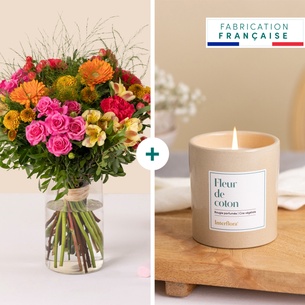 Bouquet de fleurs Tutti frutti et sa bougie parfumée Bouquet de fleurs Tutti frutti et sa bougie parfumée Bon rétablissement