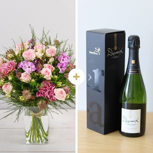 Bouquet de fleurs Velours et son champagne Devaux