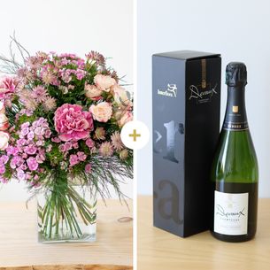 Bouquet de fleurs Velours et son champagne Devaux