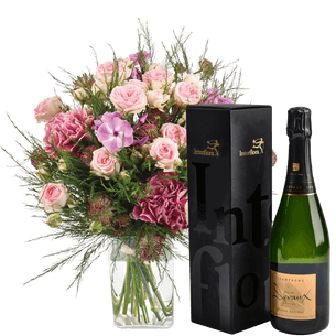 Bouquet de fleurs Velours et son champagne Devaux Bouquet de fleurs Velours et son champagne Devaux