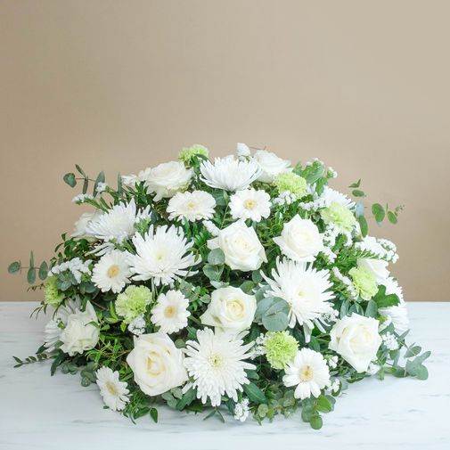 Fleurs deuil Bel hommage blanc