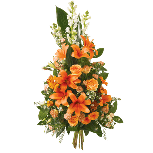 Fleurs deuil Hommage orange Toutes nos compositions de fleurs pour le deuil