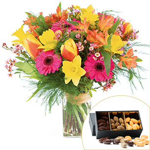 Bouquet de fleurs Parfum d'enfance et ses douceurs au chocolat Bouquet de fleurs Parfum d'enfance et ses douceurs au chocolat