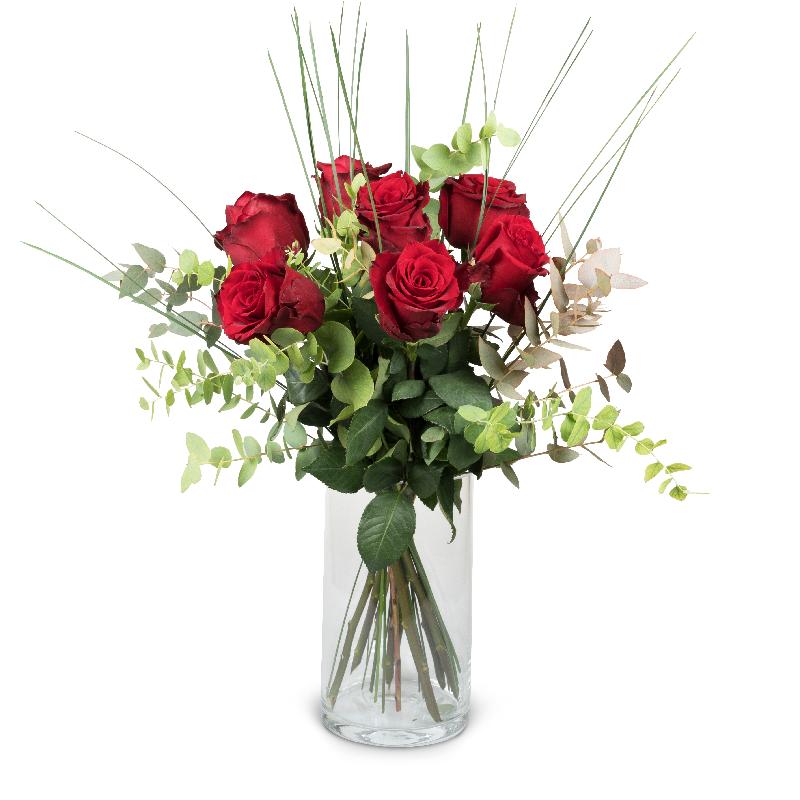 Bouquet de fleurs 7 Red Roses with greenery
