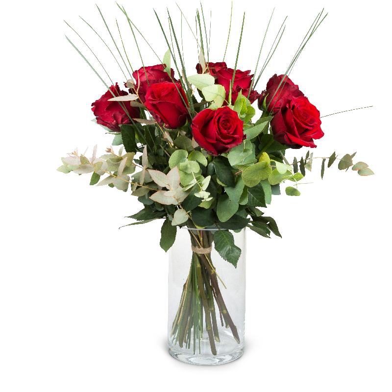 Bouquet de fleurs 9 Red Roses with greenery