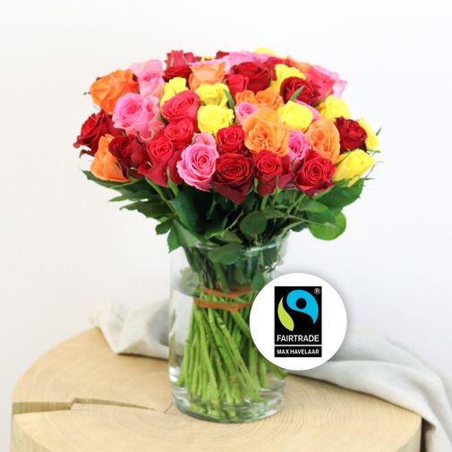 Fleurs et cadeaux Brassée de roses multicolores - Gémeaux