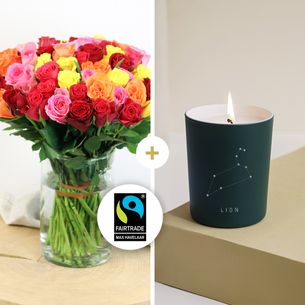 Fleurs et cadeaux Brassée de roses multicolores- Lion Fleurs et cadeaux Brassée de roses multicolores- Lion