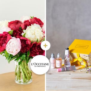 Fleurs et cadeaux Pivoines & coffret l'Occitane en Provence Fleurs et cadeaux Pivoines & coffret l'Occitane en Provence Fête des Mères