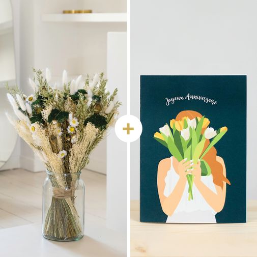 Fleurs et cadeaux Happy Bohème et sa carte Joyeux Anniversaire