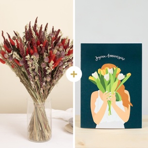 Fleurs et cadeaux Lovely Carmin et sa carte Joyeux Anniversaire Fleurs et cadeaux Lovely Carmin et sa carte Joyeux Anniversaire