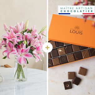 Fleurs et cadeaux Brassée de lys roses et ses chocolats