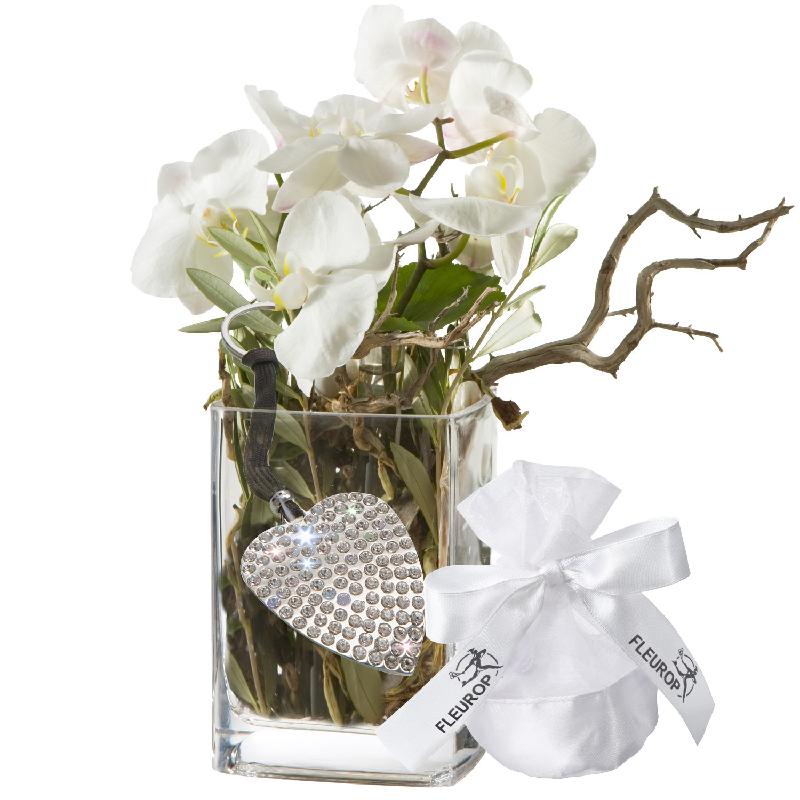 Bouquet de fleurs Orchid Design, incl. key ring with 112 Swarovski® crystals
