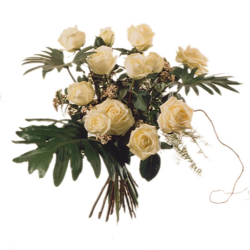 Bouquet de fleurs 12 White Roses with greenery
