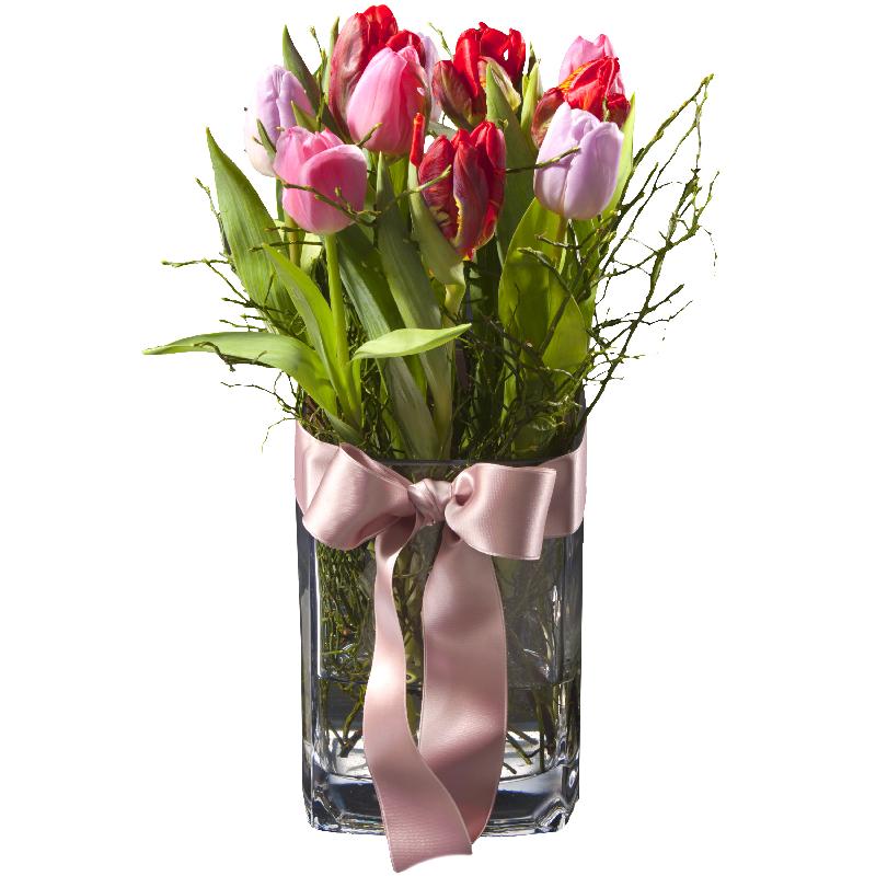 Bouquet de fleurs Tulip Princess (incl. vase)