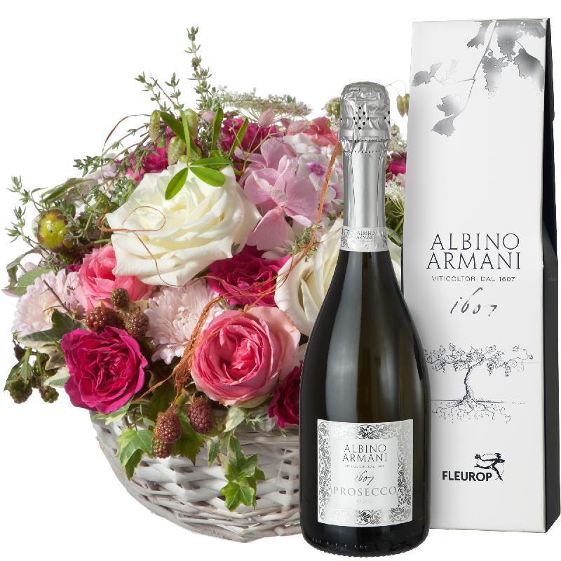 Bouquet de fleurs A  Basket full of Poetry with Prosecco Albino Armani DOC (75