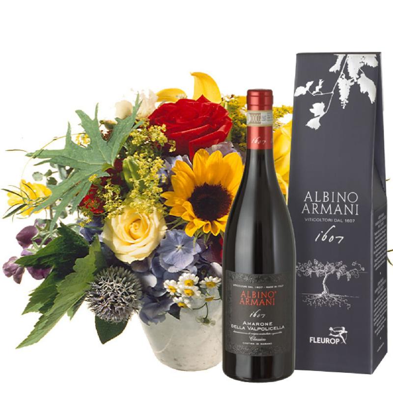 Bouquet de fleurs Happy Day with Amarone Albino Armani  DOCG (75cl)