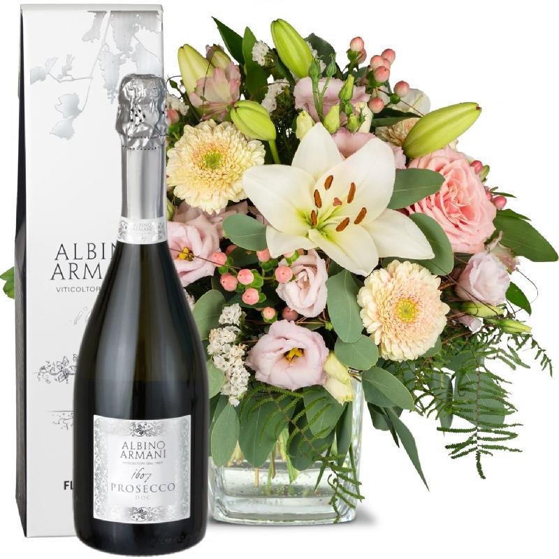 Bouquet de fleurs Lily Princess with Prosecco Albino Armani DOC (75cl)