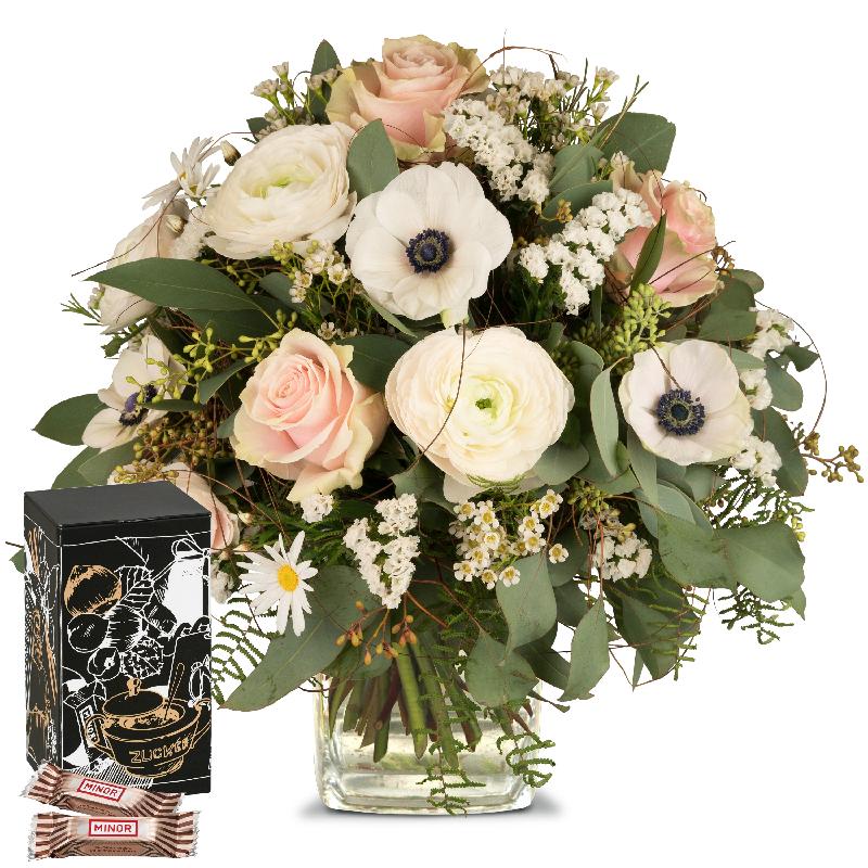 Bouquet de fleurs Because you exist with Minor Split in trendy gift tin