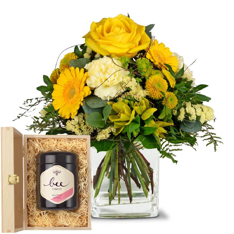 Bouquet de fleurs Sunny Vibes with Swiss blossom honey