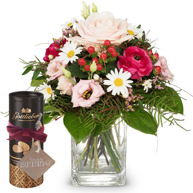 Bouquet de fleurs Just for You ... with Gottlieber cocoa almonds and hanging g