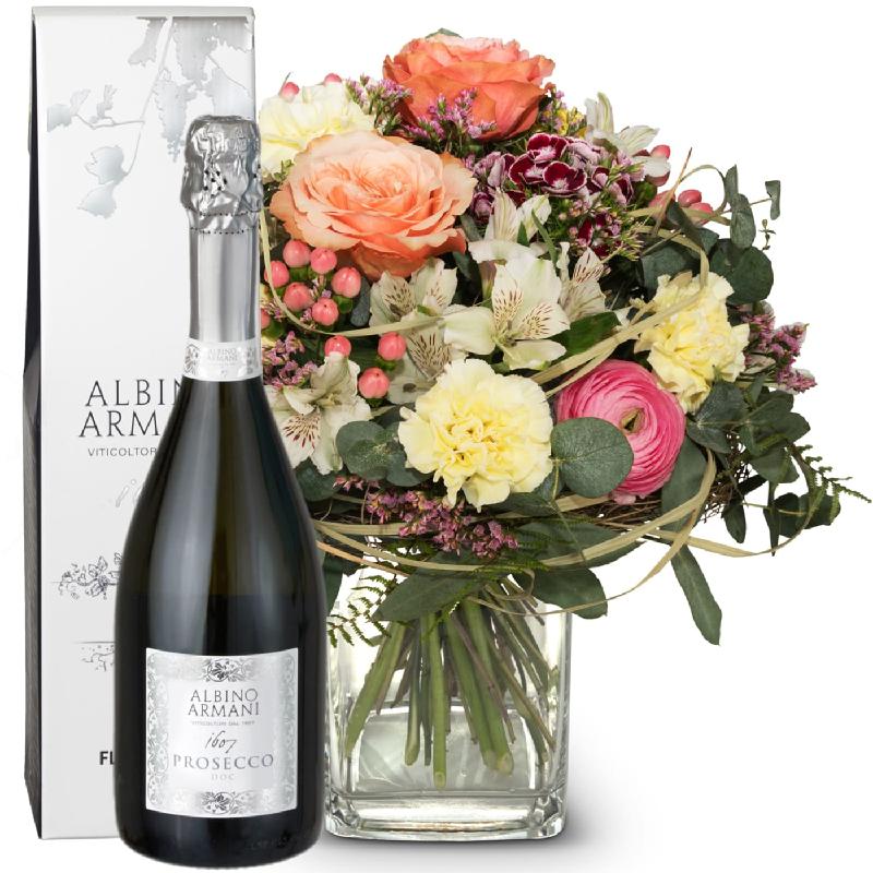 Bouquet de fleurs For the favorite person with Prosecco Albino Armani DOC (75c