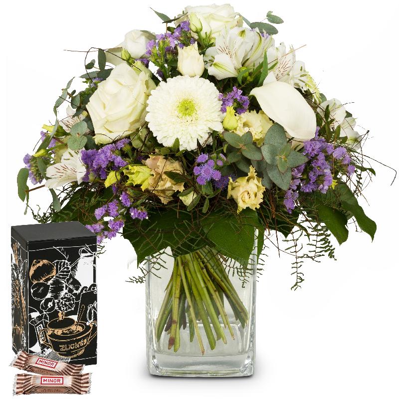 Bouquet de fleurs Simply Heavenly ... with Minor Split in trendy gift tin