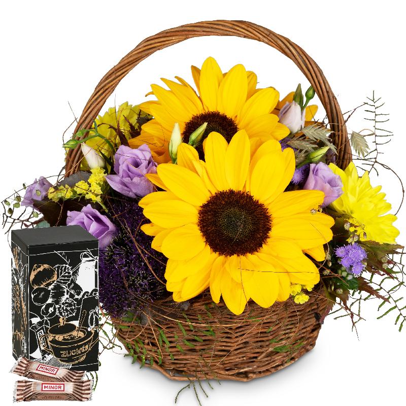 Bouquet de fleurs Power of Summer with Minor Split in trendy gift tin