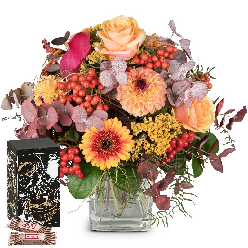 Bouquet de fleurs Late Summer Magic with Minor Split in trendy gift tin