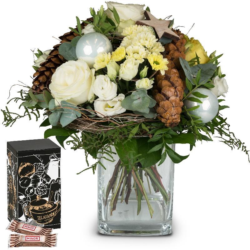 Bouquet de fleurs Natural Winter Beauty with Minor Split in trendy gift tin