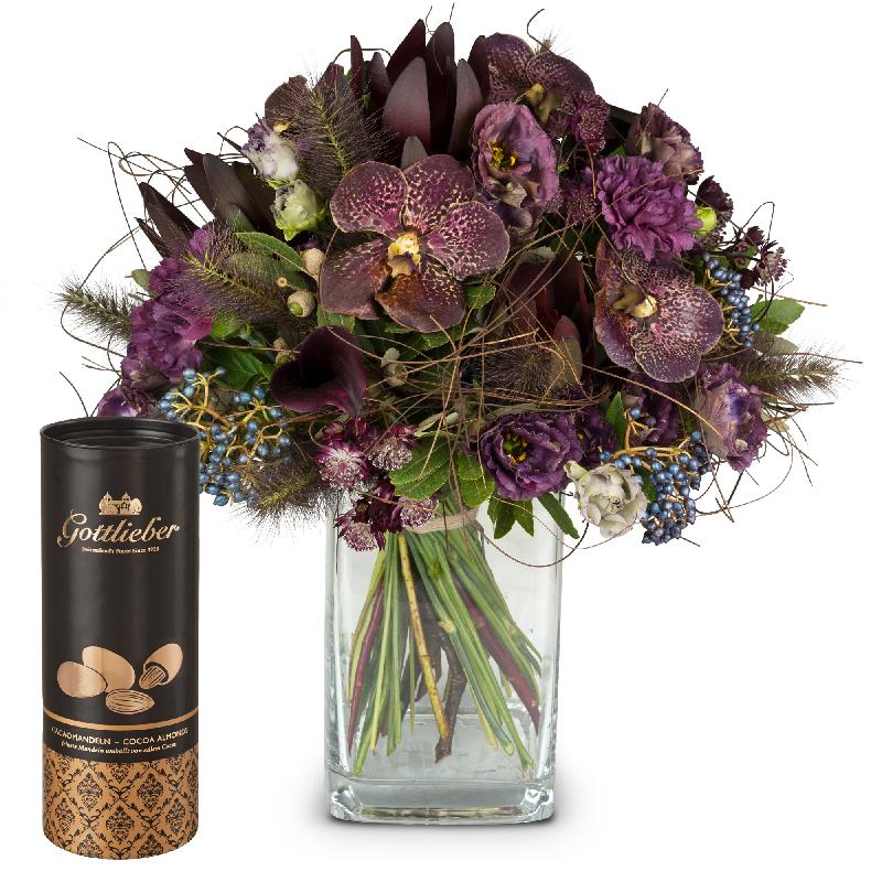 Bouquet de fleurs Mystical Beauty and Gottlieber cocoa almonds